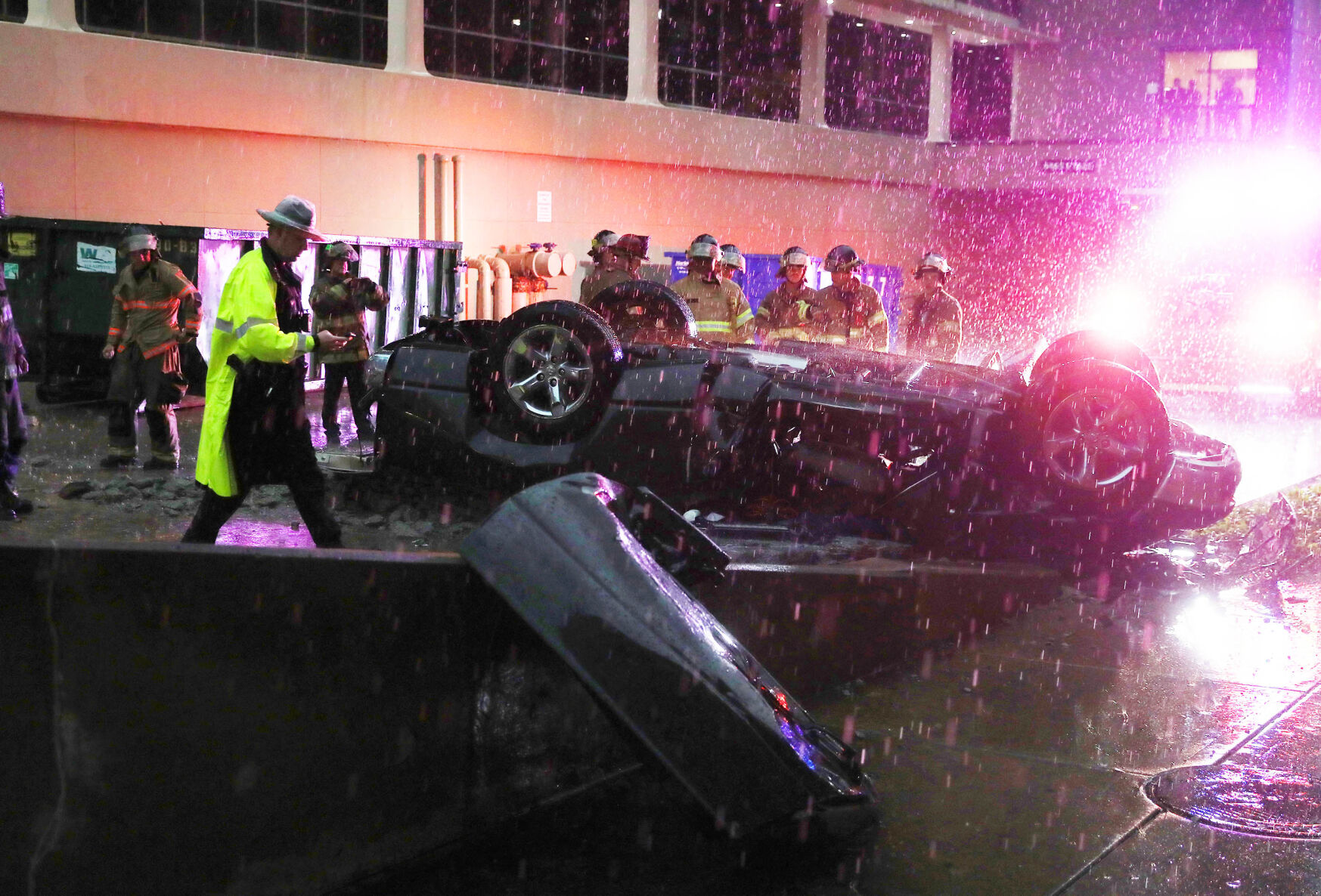 Car Falls from Parking Garage